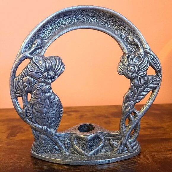Vintage Carson Songbird Pewter Taper Candle Holder - Picture 2 of 5